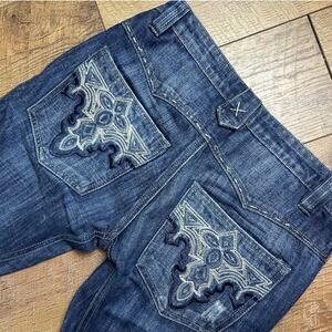 Antik Denim embroidered pocket western low rise bootcut jeans 28x29 Y2K faded